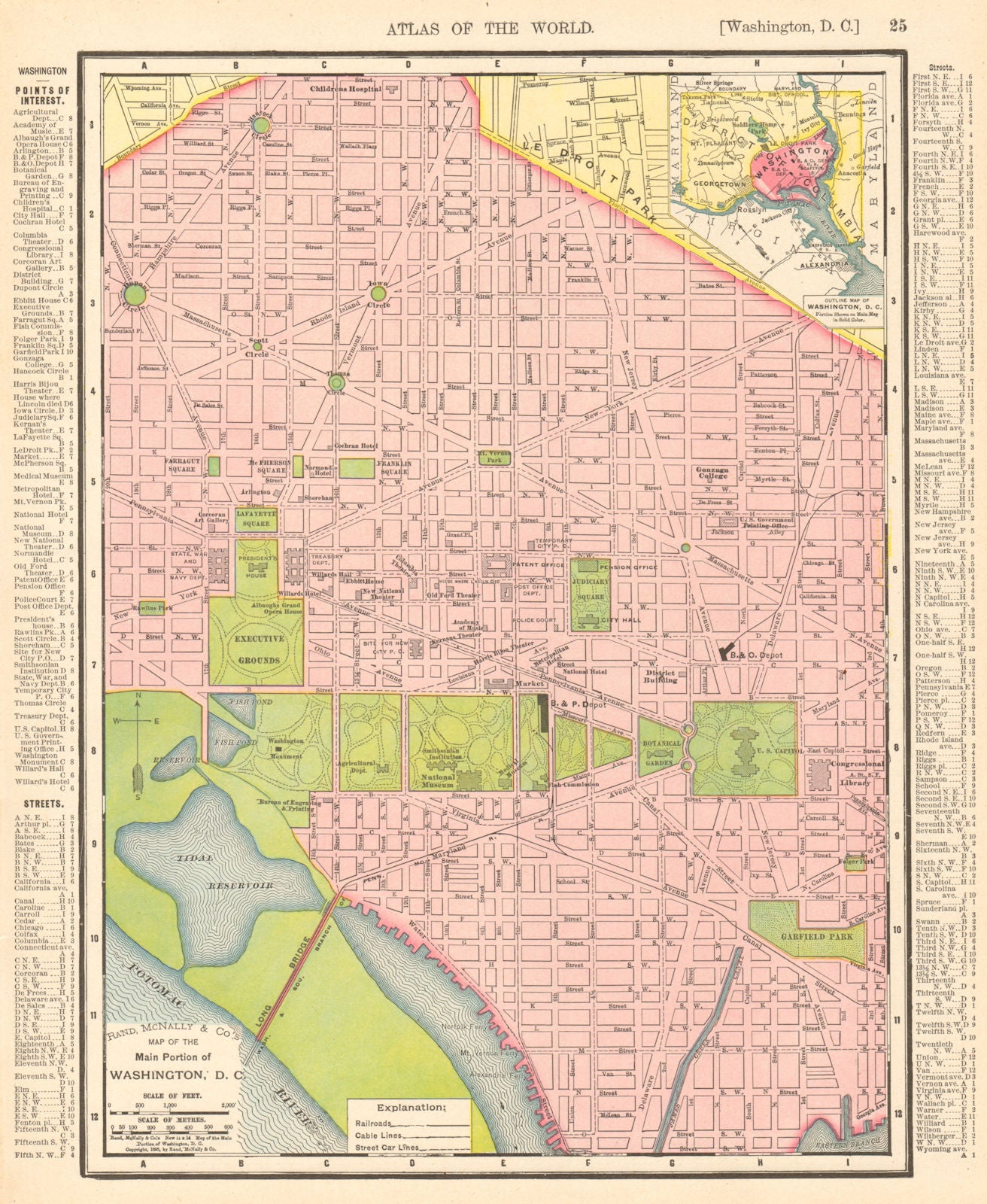 Washington D.C. town city map plan. Washington DC. RAND MCNALLY 1906 old